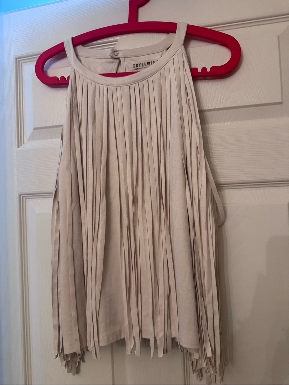 Idyllwind madie faux suede fringe sleeveless top ivory womens size XXL